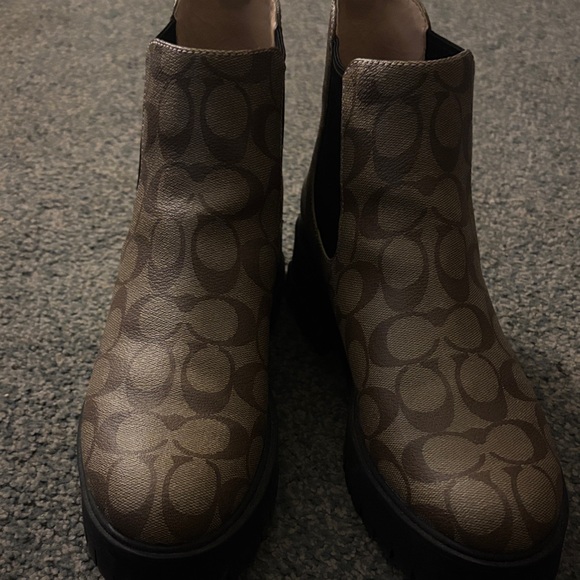 Coach Shoes - Coach Tan Patterned Ankle Boots